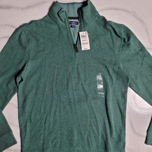 Club Room Men's Birdseye Quarter-Zip Pullover small in marine green NWT